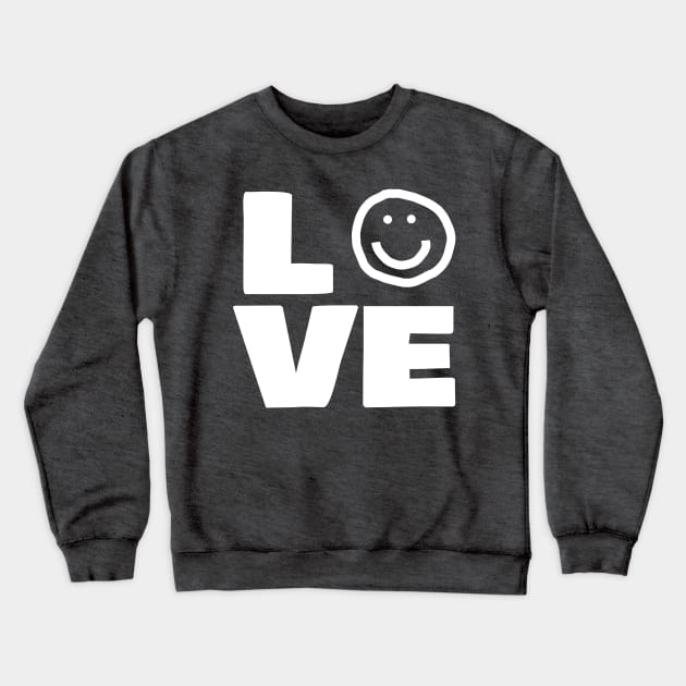 Love Smiley Face Typography Crewneck Sweatshirt by ellenhenryart